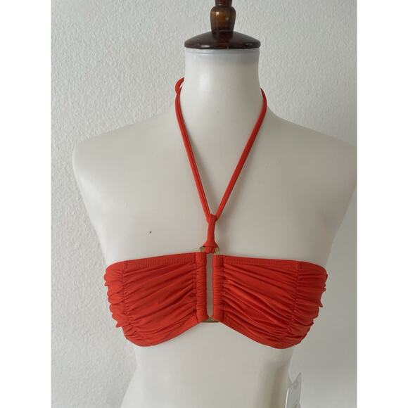 L*Space Swim Bandeau Bikini Top Halter Orange Swimwear - Picture 1 of 8